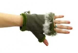 Winter Warrior Soft Fur and Sherpa Fingerless Glove in 8 Colors Glove Colors Green