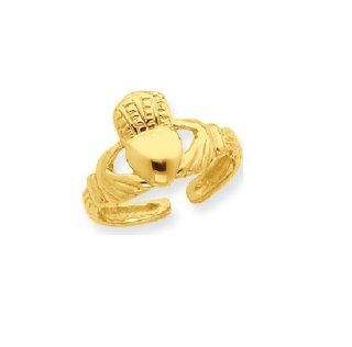 10K Solid Yellow Gold Claddagh Toe Ring Cladaugh Heart Body Art Adjustable Jewelry