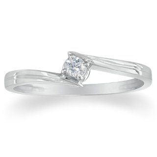 Sterling Silver Diamond Solitaire Promise ring .07ct tw (Sizes 4 9) Jewelry
