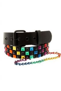 Black And Rainbow Pyramid Chain Belt Size  Large Clothing