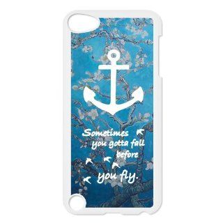 Fashion Funny Anchor Ipod Touch 5th Case Cover Sometimes you gotta fall before you fly Quotes Birds Flower Cell Phones & Accessories