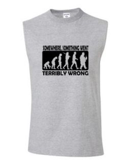 Adult Somewhere Something Went Terribly Wrong Evolution Sleeveless T Shirt Clothing