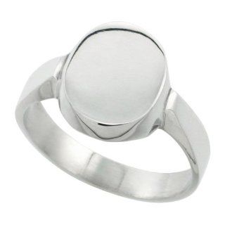 Sterling Silver Oval Signet Ring Solid Back Handmade, sizes 8   13 Jewelry
