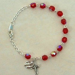 6MM RED HOLY SPIRIT BRACELET Necklace Catholic Christian Religious Cross Crucifix Jewelry