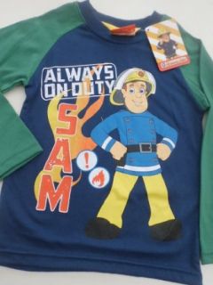 Feuerwehrmann Sam / Fireman Sam Sweat Shirt langarm grn/blau mit Druck Gr. 98 / 104 Bekleidung