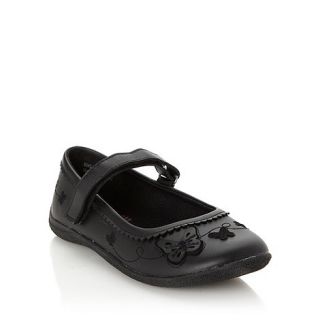 bluezoo Girls black butterfly applique crepe sole shoes