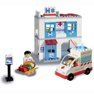Unico Krankenhaus Bausteine 84 Teile inkl. Krankenwagen 3 Spielfiguren Spielzeug