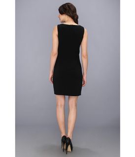 Ivy & Blu Maggy Boutique Check Neck Colorblock Shift Dress Black/White