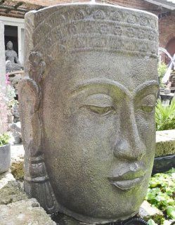 Wasserspiel Khmer Kopf, 84 cm hoch, Steinguss als Brunnen Buddha Küche & Haushalt