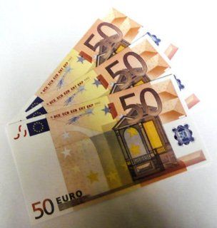 1 Stck '50er Euro Ersatz Schein' 125%, einseitig, Spielgeld (braun) Spielzeug