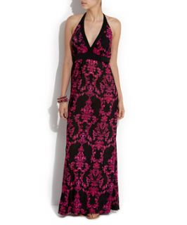 Pink Baroque Print Maxi Dress