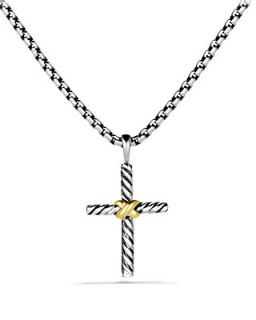 David Yurman Petite X Cross with Gold on Chain, 16"'s