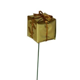 10 kleine Geschenke   Sticks mit Steckdraht , Pckchenstecker, Weihnachten, zum Basteln und Gestalten, Floristik   Gestecke, 2,5 x 2,5 cm, golden Küche & Haushalt