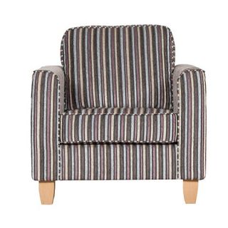 Camel colour striped Dante armchair with light wood feet
