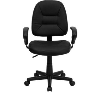 FlashFurniture Ergonomic Mid Back Task Leather Office Chair with Arms BT682BK