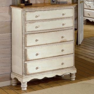 Hillsdale Wilshire 5 Drawer Chest 117X 785 Finish Antiqure White