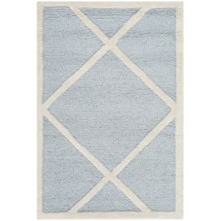 Safavieh Handmade Moroccan Cambridge Light Square Pattern Blue/ Ivory Wool Rug (3 X 5)