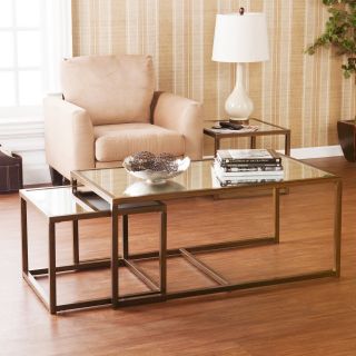 Southern Enterprises Nested 3 Piece Cocktail / End Table Set   Antique Brass   Coffee Table Sets