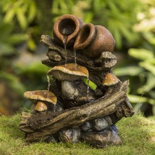 Jeco Pots On Wood Stump Indoor/Outdoor Fountain   Fountains