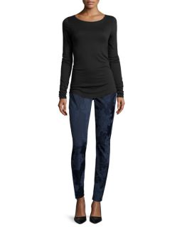 JEN7 Night Floral Jacquard Skinny Jeans