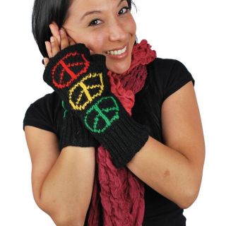 Wool Hand knit Black and Rasta Arm Warmers (Nepal)  
