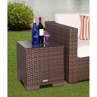Atlantic Bellagio All Weather Wicker Side Table   Patio Accent Tables