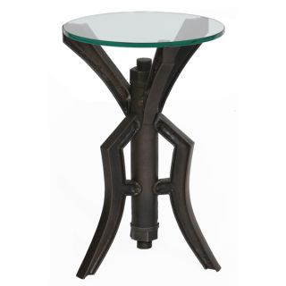 Round Cast Aluminum Glass Top Accent Table   Shopping   The