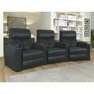 Home Theater Seating Bonded Leather, Curved Row with Manual Recline