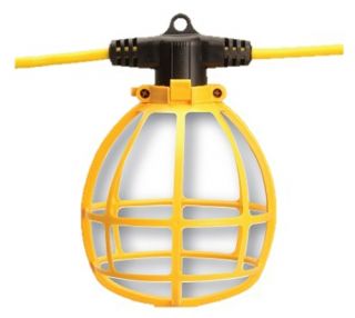 Designers Edge 07145 150 Watt Incandescent String Lights with Plastic Bulb Guard   Yellow   Garage Spotlights