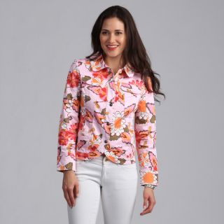 Live A Little Womens Pink Floral Printed Casual Jacket  
