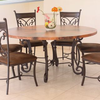 Valencia Round Copper Top Dining Table   Dark Brown   Kitchen & Dining Room Tables
