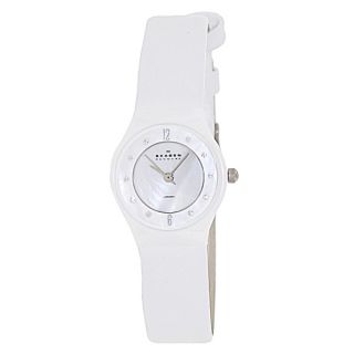 Skagen Womens 233XSCLW White Leather Quartz Watch with White Dial