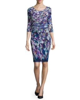Kay Unger New York 3/4 Sleeve Floral Print Dress