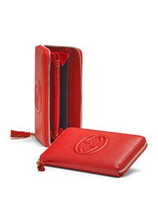 Gucci Soho Leather Zip Around Wallet, Red