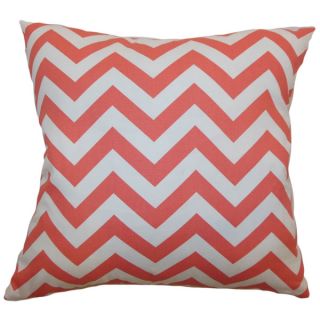 Xayabury Zigzag Coral White Feather Filled 18 inch Throw Pillow