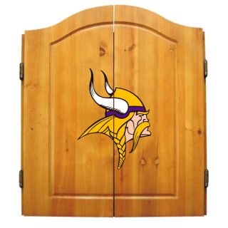 NFL Minnesota Vikings Wooden Dartboard Cabinet Set  