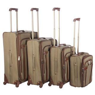London Fog Brown Plaid Newberry Lites 4 piece Luggage Set  