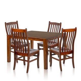 Somette 5 piece Solid Maple Wood Dining Set with Cherry Finished