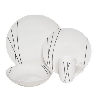 Melange Black Lines 16 piece Premium Dinnerware Set