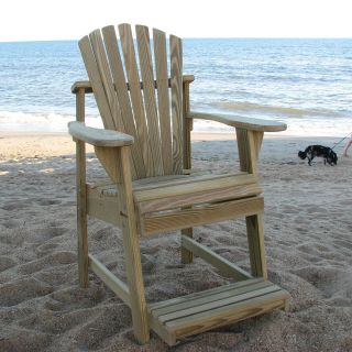 Weathercraft Designers Choice Treated Balcony Adirondack Chair with Footrest   Natural   Adirondack Chairs