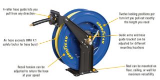 Goodyear Retractable Air Hose Reel with Hose — 3/8in. x 50ft., Model# 46731