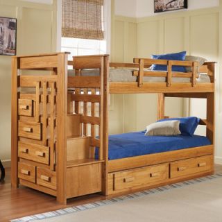 Chelsea Home Twin over Twin Standard Bunk Bed with Stairway and