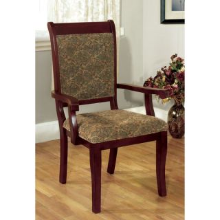 Furniture of America Ravena Antique Cherry Printed Arm Chair (Set of 2