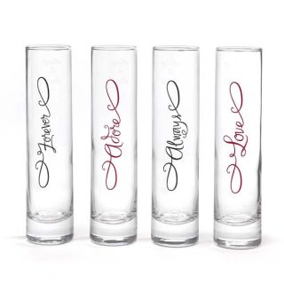 Lovely Word Glass Cylinder (Set of 4)