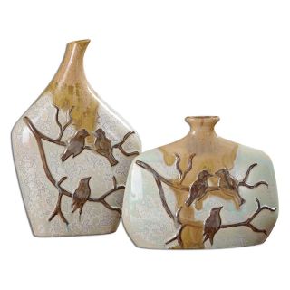Uttermost Pajaro Ceramic Vases   Set of 2   Vases