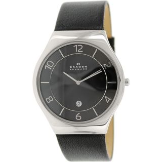 Skagen Mens Grenen SKW6115 Black Leather Quartz Watch   16931938