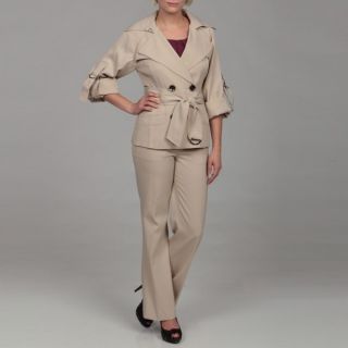 Nine West 2pc Double Breasted Twill Jacket & Pant Suit  