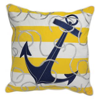 Rightside Design I Sea Life Stripe Embroidered Anchor Indoor/Outdoor