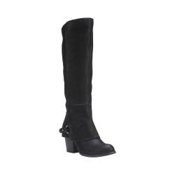 Womens Fergalicious Lexy Knee High Boot Wide Calf Black Faux Suede