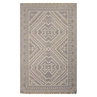 Jaipur Batik Flat Weave Yao Area Rug   Medium Gray/Floral White   Area Rugs